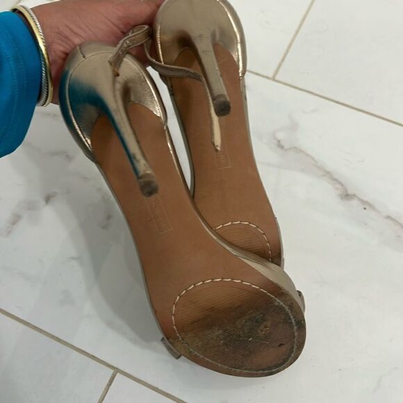 Gold STEVEN Heel.- Excellent Condition - Size 8 - Women's Heel with Ankle Strap - Picture 5 of 7